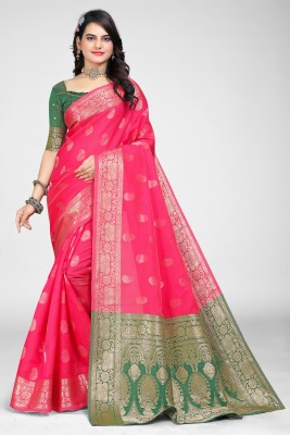 kahan Woven Banarasi Jacquard Saree(Pink)