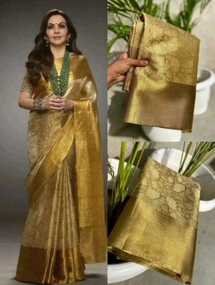 Banaras silk palace Woven Banarasi Tissue Saree(Gold)