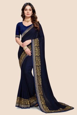 PinkEVE Printed Daily Wear Georgette, Chiffon Saree(Dark Blue)