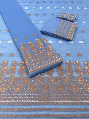 SHIVAAYNX Self Design Mekhela Chador Cotton Blend Saree(Blue)