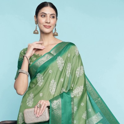 Tasrika Printed Bollywood Pure Silk Saree(Green)