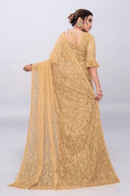 NEXA Self Design Bollywood Net Saree(Brown)
