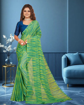 Jayu Printed Bandhani Georgette Saree(Green)