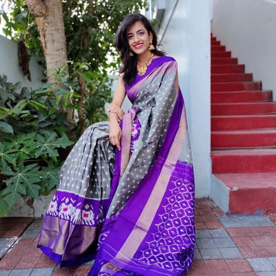 Saadhvi Printed Bandhani Crepe Saree(Grey)