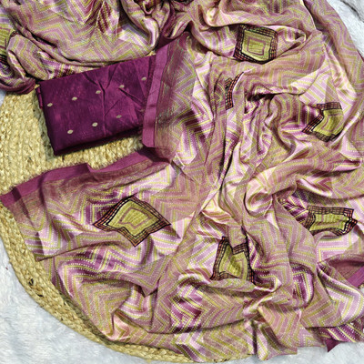 ERVAAFAB Printed, Geometric Print Bhagalpuri Silk Blend Saree(Green, Multicolor)