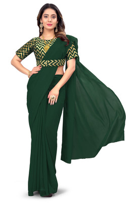 Tejal Creation Self Design Bollywood Georgette Saree(Green)