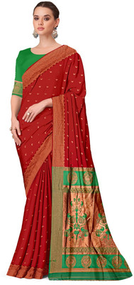 Avinya Elegance Printed Banarasi Art Silk Saree(Maroon)