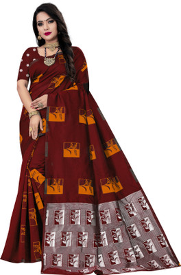 ZAKHRO Self Design Chanderi Cotton Silk Saree(Maroon)