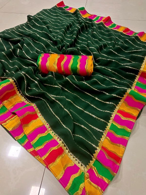 Sareez House Self Design Bollywood Georgette Saree(Dark Green)