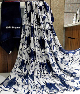 DEVICE OF HOVID FASHION Printed Daily Wear Georgette Saree(Dark Blue)