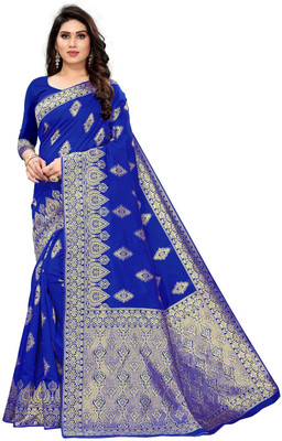 K SALIYA ENTERPRISE Printed Kanjivaram Art Silk Saree(Blue)