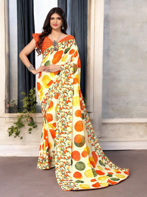 The Textile Hub Self Design Bollywood Georgette Saree(Yellow)