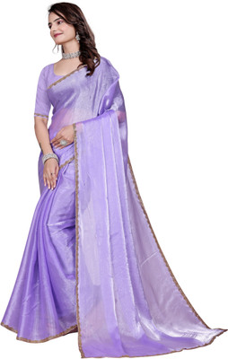 PRTRENDZ Woven Kanjivaram Chiffon Saree(Purple)