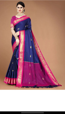 Mortal Textile Animal Print Assam Silk Cotton Silk Saree(Gold)