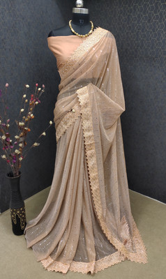 YUVIFLAIR Self Design Bollywood Lycra Blend Saree(Orange)