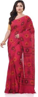 TANTLOOM Floral Print Handloom Handloom Pure Cotton Saree(Pink)