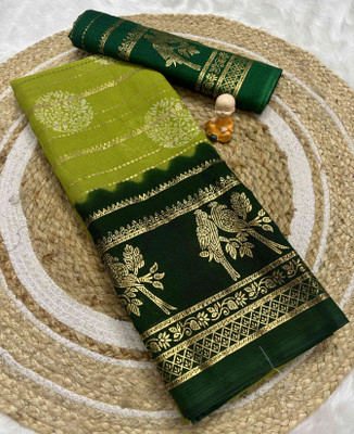 RegalDrapes Printed Bollywood Georgette Saree(Dark Green, Light Green)