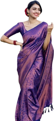 JATADHAR FAB Self Design Kanjivaram Jacquard Saree(Purple)