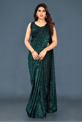 ProExe Embellished Bollywood Lycra Blend Saree(Light Blue)