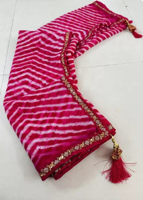 S.R.TEXTILES Striped Bollywood Georgette Saree(Pink)
