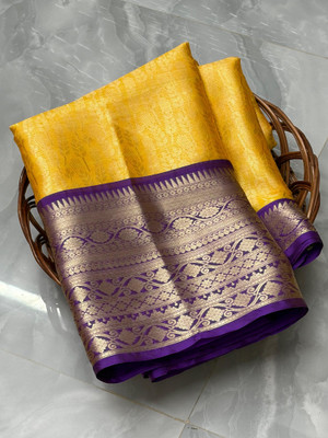 ZUBAIR SILK TEX Woven Banarasi Art Silk Saree(Yellow)