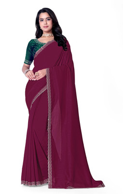 radhe creation Self Design Bollywood Silk Blend Saree(Maroon)