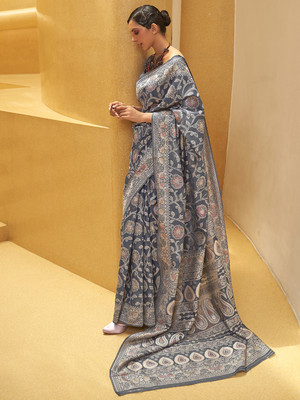 Divastri Woven Banarasi Silk Blend Saree(Grey)