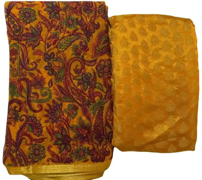Durga Emporio Printed Bollywood Chiffon Saree(Yellow)