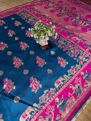 Parivarik Silk Woven Kanjivaram Jacquard Saree(Multicolor)
