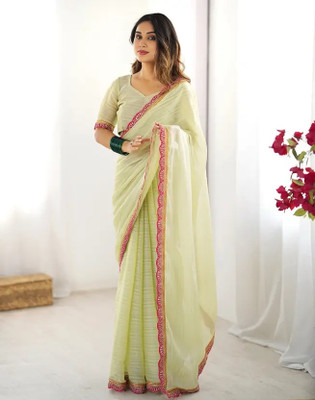 BHAGYAVATI DESIGNER Embellished Bollywood Jimmy choo, Chiffon Saree(Light Green)