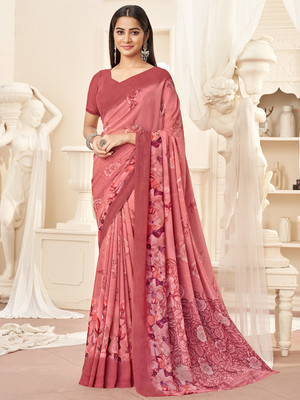 Divastri Printed Bollywood Georgette Saree(Pink)