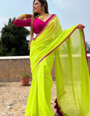 Varda Self Design Daily Wear Georgette Saree(Black)