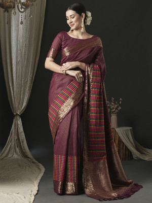 Divastri Printed Banarasi Silk Blend Saree(Magenta)