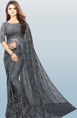 Fashion Field Self Design Bollywood Net Saree(Grey)