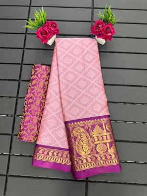 Julee Self Design Banarasi Cotton Silk Saree(Magenta)