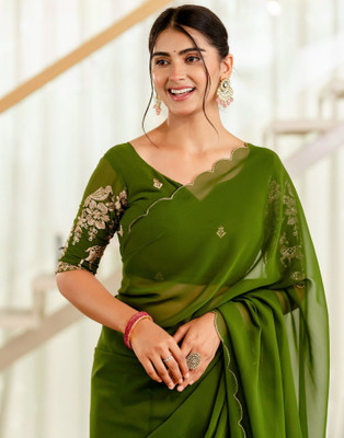 Samah Embroidered Bollywood Georgette Saree(Green)