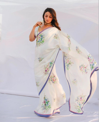 Prutha Fashion Digital Print Bollywood Georgette Saree(White)