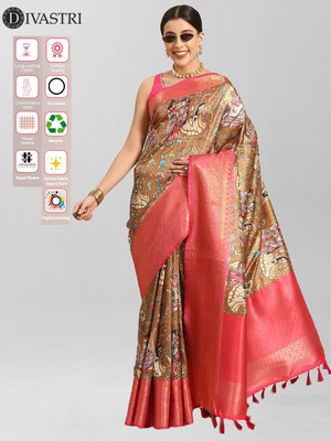 Divastri Printed Bollywood Art Silk Saree(Brown)