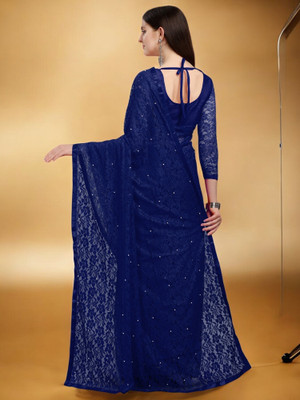 NEXA Self Design Bollywood Net Saree(Blue)