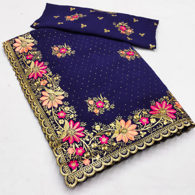 KHRITI FAB Georgette Embroidered Blouse Material