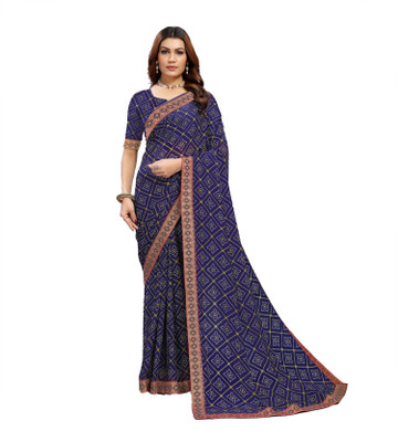 maayro Embroidered Bandhani Georgette Saree(Multicolor)