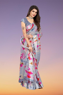 Gugaliya Embellished Chanderi Cotton Linen, Chanderi Saree(Multicolor)