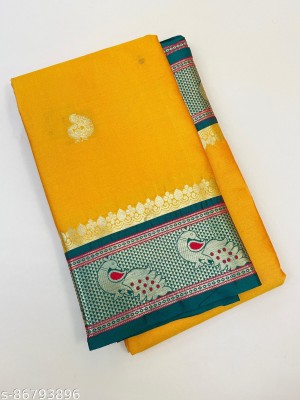 riddhi shivaay feb Woven Paithani Cotton Silk Saree(Yellow)