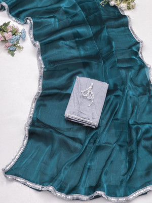 SILK SAREE HUB Solid/Plain Bollywood Pure Silk Saree(Blue)