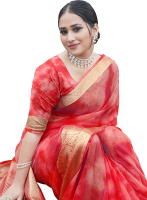 Aarunika LGF Printed Bollywood Organza Saree(Red)