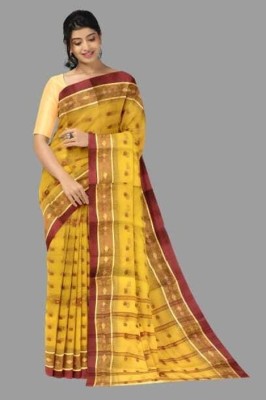 Bikash Dutta Fashion Self Design Tant Pure Cotton Saree(Yellow)