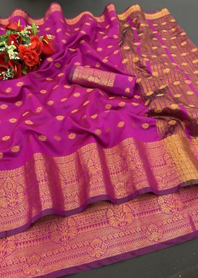 Mionas Woven Kanjivaram Cotton Silk Saree(Pink)