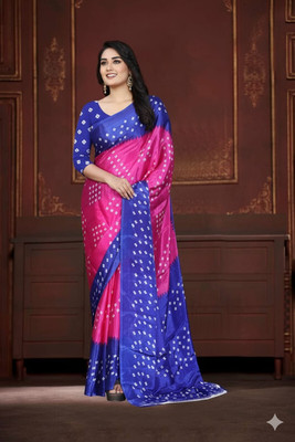 jihana fab Printed Banarasi Chiffon Saree(Multicolor)