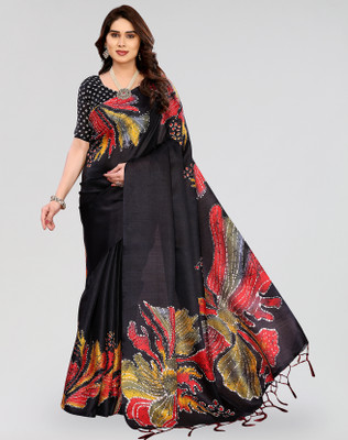 ANIRAV Embellished Daily Wear Art Silk Saree(Red, Black)