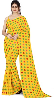 kashvi sarees Geometric Print Daily Wear Georgette Saree(Yellow)